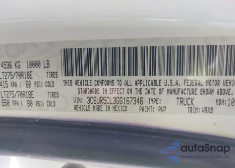 2016 Ram 2500 Tradesman из США, поврежденный, VIN 3C6UR5CL3GG167346